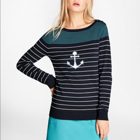 Brooks Brothers Sweaters - Brooks Brothers Cotton Anchor Striped Sweater